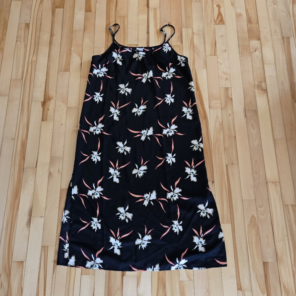 Floral Black Slip Dress J.Crew Orchid Large